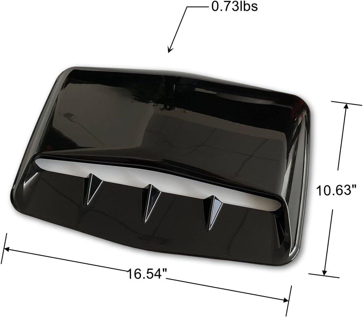 Universal Car Hood Scoop Vent showing dimensions 16.54 inches in length for universal fit