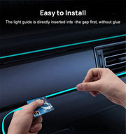 Automaze 7 in 1 Multicolor Car Interior RGB Ambient Atmosphere Light EL Wire Kit, USB powered, 3 Meters Optic Strip