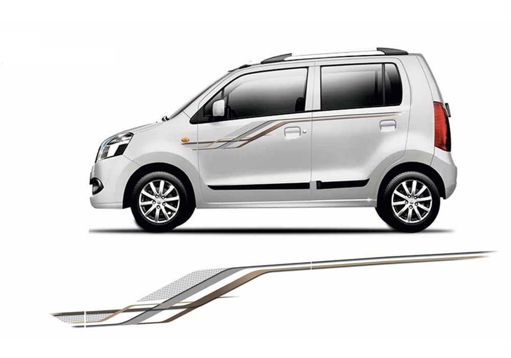 Quara Automaze Car Side Decal Full Body Sticker Graphics,Blue-Grey For Maruti Suzuki New Wagon-R 0462