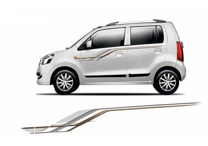 Quara Automaze Car Side Decal Full Body Sticker Graphics,Blue-Grey For Maruti Suzuki New Wagon-R 0462