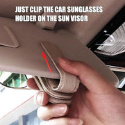 Automaze Leather Car Visor Sunglass Holder, Magnetic Leather Glasses Eyeglass Hanger Clip for Car
