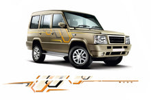 Load image into Gallery viewer, Quara Automaze Car Side Decal Full Body Sticker Graphics, Color Orange Black for Tata Sumo 0173
