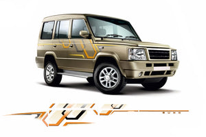 Quara Automaze Car Side Decal Full Body Sticker Graphics, Color Orange Black for Tata Sumo 0173
