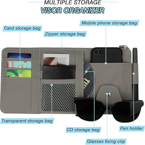 Automaze Car Sun Visor Organizer, Auto Interior Accessories Pocket Organizer - Car Truck Storage Pouch Holder, with Multi-Pocket Net Zipper