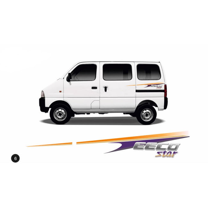 Automaze Car Side Decal Full Body Sticker Graphics for Maruti Suzuki Eeco All Models (Star Sticker Purple/Orange Color, Both Sides, 0465)