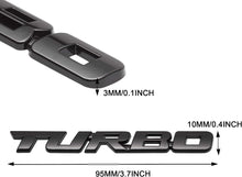 Load image into Gallery viewer, Automaze 2 Pcs 3D Metal Turbo Logo Car Side Fender Rear Trunk Emblem Badge Sticker Decals for All Cars, 10 X 1 CM, Pack of 2, Black