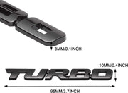 Automaze 2 Pcs 3D Metal Turbo Logo Car Side Fender Rear Trunk Emblem Badge Sticker Decals for All Cars, 10 X 1 CM, Pack of 2, Black
