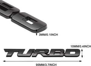 Automaze 2 Pcs 3D Metal Turbo Logo Car Side Fender Rear Trunk Emblem Badge Sticker Decals for All Cars, 10 X 1 CM, Pack of 2, Black