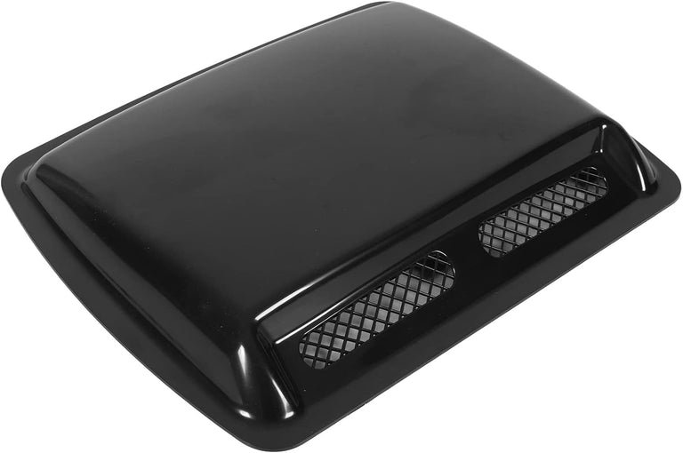 Side perspective of Universal Glossy Black Hood Vent Cover decorative air vents