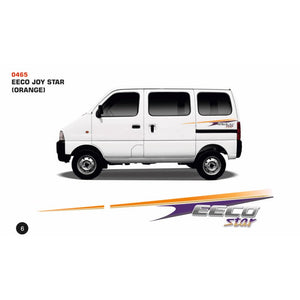 Automaze Car Side Decal Full Body Sticker Graphics for Maruti Suzuki Eeco All Models (Star Sticker Purple/Orange Color, Both Sides, 0465)