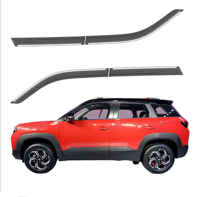 Automaze League Side Wind-ow Deflector Rain Door Visor Compatible For New Breeza Brezza 2022+ Models | Chrome/Silver Line, Warranty, Set of 4 Pc, Unbreakable