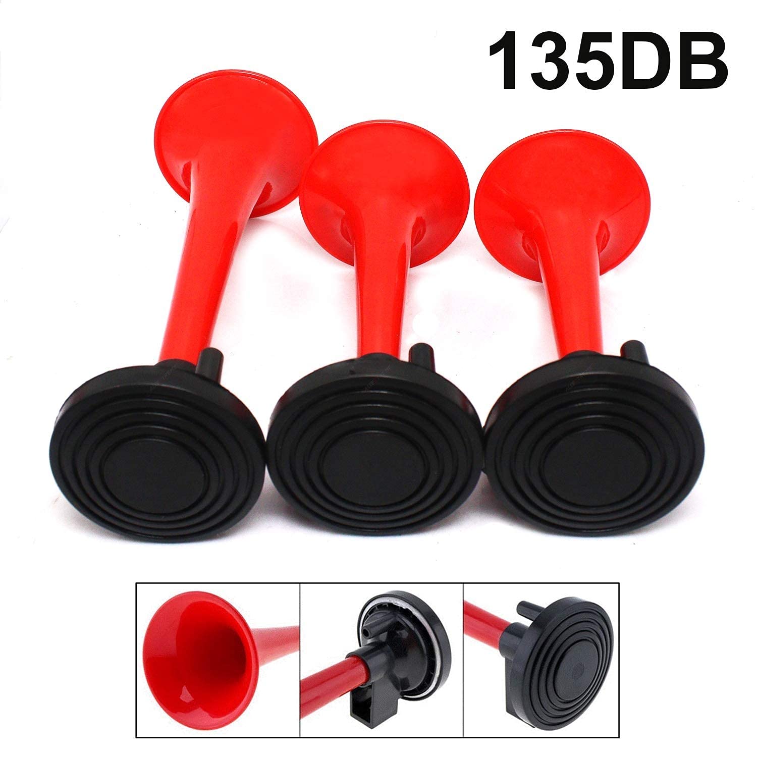 Automaze Car/Bikes/Truck 3 Pipe/Trumpet Horn Air Pressure Horn With Air Compressor, Fit For 12V Vehicles