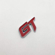 Load image into Gallery viewer, Automaze Chrome Metal GT Logo Car Emblem Premium 3D Badge Auto Racing Sport Sticker Exterior Grand Tourer Decal (Red, Chrome)
