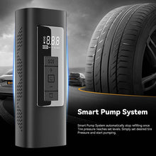Load image into Gallery viewer, Automaze Portable Air Compressor Smart Tire Inflator- 150psi Cordless Mini Rechargeable Electric Digital Air Pump with Led Light for Car Tires, Bikes, Motorcycles, Balloons, Balls