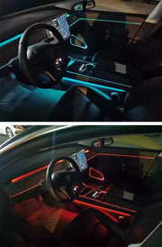 Automaze 7 in 1 Multicolor Car Interior RGB Ambient Atmosphere Light EL Wire Kit, USB powered, 3 Meters Optic Strip