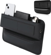 Automaze Car Seat Gap Filler Organizer – Premium Leather, Adjustable Storage Box Organiser for Phones, Wallets, Keys & More – Universal Fit for Cars