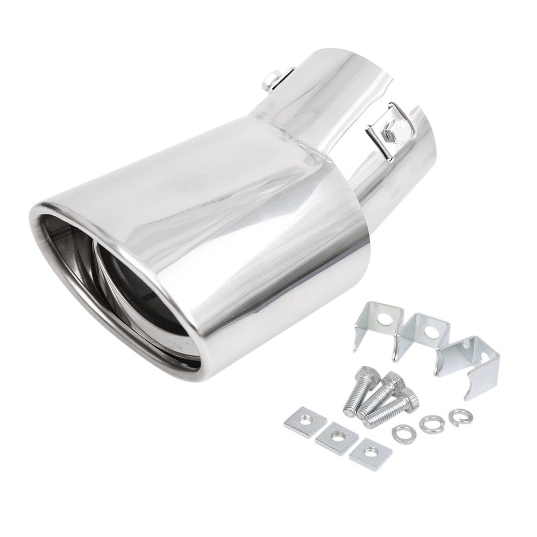Automaze Universal Fit Car Exhaust Tail Muffler Tip Show Pipe 76mm, Curved Oval, Stainless Steel