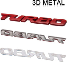 Load image into Gallery viewer, Automaze 2 Pcs 3D Metal Turbo Logo Car Side Fender Rear Trunk Emblem Badge Sticker Decals for All Cars, 10 X 1 CM, Pack of 2, Red