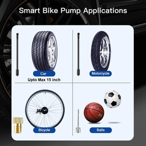 Automaze Portable Air Compressor Smart Tire Inflator- Chargeable Cordless Tyre Inflator/Air Pump With Led Light For Cars, Bikes, Motorcycles Etc, 4.5 X 8.3 X 13.7 centimeters, Black
