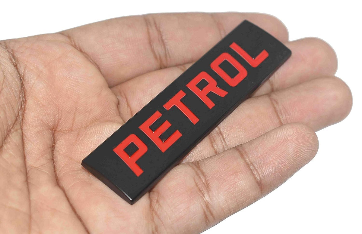 Automaze Petrol Emblem 3D Metal Car Badges Emblems Trunk Rear Fender Emblem compataibe with Tailgate Side Sticker Badge Car Decals (Black Red)