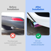 Automaze Universal Fit Car Exhaust Tail Muffler Tip Show Pipe 60mm, Curved Oval, Stainless Steel (Multicolor)