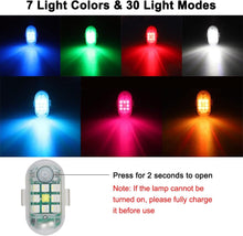 Load image into Gallery viewer, Automaze 2 PCS Wireless LED Strobe Lights with Remote Control, High Brightness 7 Colors USB Charging Led Drone Anti-Collision Lights Night Warning Light for Car Motorcycle Aircraft Bike RC