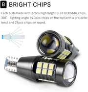 Automaze T15 T16 W6W 912 921, White 6000K Reverse Backup Tail Parking Lights Lamps Rear Wedge Replacement Bulbs Error Free Canbus Plug and Play Bright 3030SMD 12V 24V 12W 2 Pack