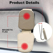Automaze Leather Car Visor Sunglass Holder, Magnetic Leather Glasses Eyeglass Hanger Clip for Car