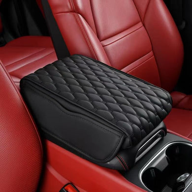 Automaze Center Console Arm-rest Cover Pad With Side Pockets, Universal Fit for SUV's, Car Armrest Seat Box Cover, Leather Auto Armrest Cover