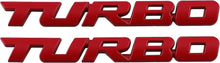 Load image into Gallery viewer, Automaze 2 Pcs 3D Metal Turbo Logo Car Side Fender Rear Trunk Emblem Badge Sticker Decals for All Cars, 10 X 1 CM, Pack of 2, Red