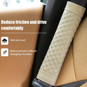 Automaze Soft Seat Belt Pad for Car, 2 Pack Leather Seatbelt Cover Cushions, Shoulder Strap Pads for Cushioned Driving, Car Interior Accessories (Beige)