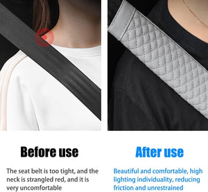Automaze Soft Seat Belt Pad for Car, 2 Pack Leather Seatbelt Cover Cushions, Shoulder Strap Pads for Cushioned Driving, Car Interior Accessories (Gray)