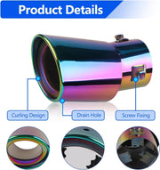 Automaze Universal Fit Car Exhaust Tail Muffler Tip Show Pipe 60mm, Curved Oval, Stainless Steel (Multicolor)