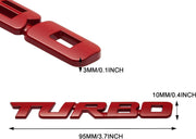 Automaze 2 Pcs 3D Metal Turbo Logo Car Side Fender Rear Trunk Emblem Badge Sticker Decals for All Cars, 10 X 1 CM, Pack of 2, Red