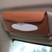 Car Sun Visor Back Seat Tissue Napkin Box Holder for Car-Brown