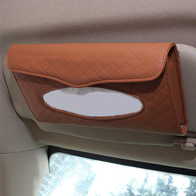 Car Sun Visor Back Seat Tissue Napkin Box Holder for Car-Brown