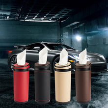 Load image into Gallery viewer, Automaze PU Leather Plus ABS, Car Cylindrical Cup Holder Tissue Holder Box with 3 Ply 40 Pulls Tissues (Red)