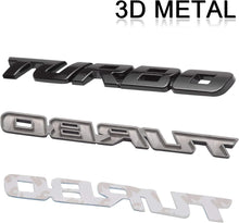 Load image into Gallery viewer, Automaze 2 Pcs 3D Metal Turbo Logo Car Side Fender Rear Trunk Emblem Badge Sticker Decals for All Cars, 10 X 1 CM, Pack of 2, Black