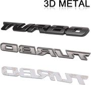Automaze 2 Pcs 3D Metal Turbo Logo Car Side Fender Rear Trunk Emblem Badge Sticker Decals for All Cars, 10 X 1 CM, Pack of 2, Black