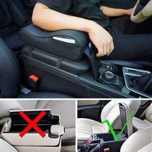 Automaze Center Console Armrest Thick Cushion,Soft Memory Foam PU Leather Height Arm Rest Pad with Phone Pocket Storage Bag