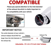 Automaze Universal Fit Car Exhaust Tail Muffler Tip Show Pipe 76mm, Curved Oval, Stainless Steel