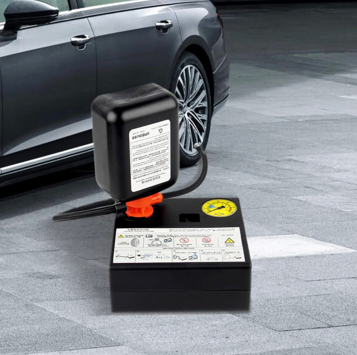 Automaze 12V Electric Car Tire tyre Repair Emergency Kit with Air Pump and Sealant, AM-1613T