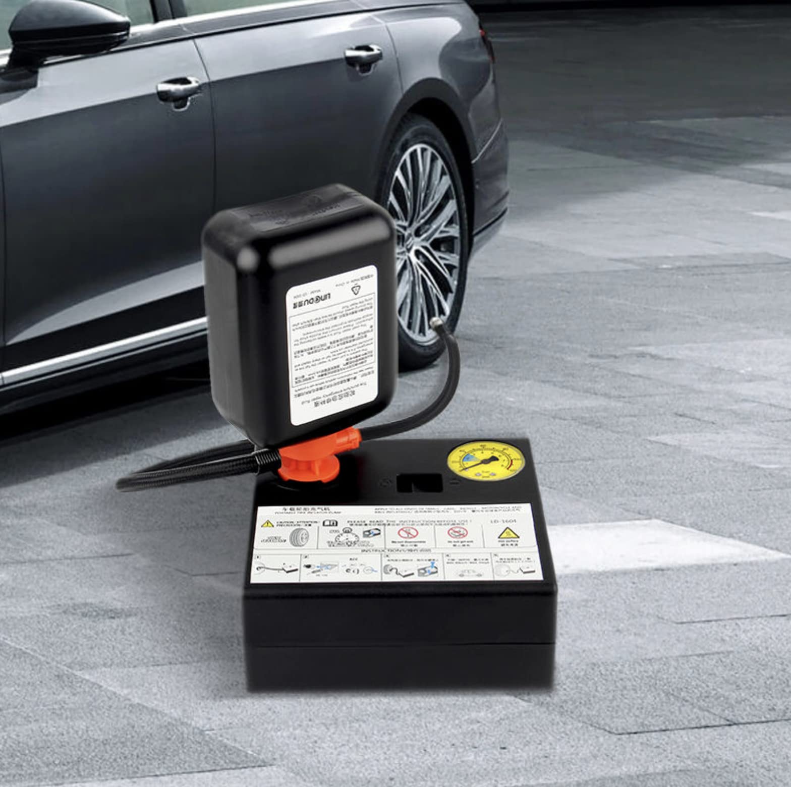 Automaze 12V Electric Car Tire tyre Repair Emergency Kit with Air Pump and Sealant, AM-1613T