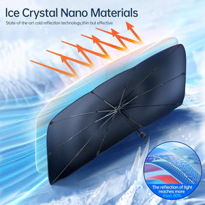 Automaze Car Sun Shade Windshield Cover, Sun Protection & Heat Insulation Foldable Car Front Sun Shade, Umbrella Windshield Sun Shade for Car Front Window Windsheild