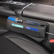 Automaze Car Seat Gap Filler Organizer – Premium Leather, Adjustable Storage Box Organiser for Phones, Wallets, Keys & More – Universal Fit for Cars