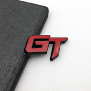 Automaze Chrome Metal GT Logo Car Emblem Premium 3D Badge Auto Racing Sport Sticker Exterior Grand Tourer Decal (Black,Red)