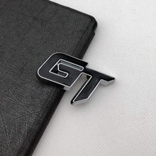 Load image into Gallery viewer, Automaze Chrome Metal GT Logo Car Emblem Premium 3D Badge Auto Racing Sport Sticker Exterior Grand Tourer Decal (Black,Chrome)