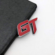 Automaze Chrome Metal GT Logo Car Emblem Premium 3D Badge Auto Racing Sport Sticker Exterior Grand Tourer Decal (Red, Chrome)
