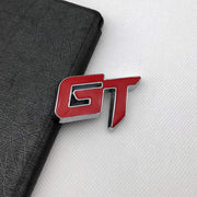 Automaze Chrome Metal GT Logo Car Emblem Premium 3D Badge Auto Racing Sport Sticker Exterior Grand Tourer Decal (Red, Chrome)