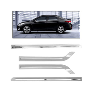 Automaze Car Side Door Beading, Full Chrome for Verna 2017-2019 Models(Hockey Type), Verna Chrome Accessories